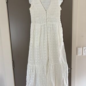 Anthropologie White Textured Midi Dress